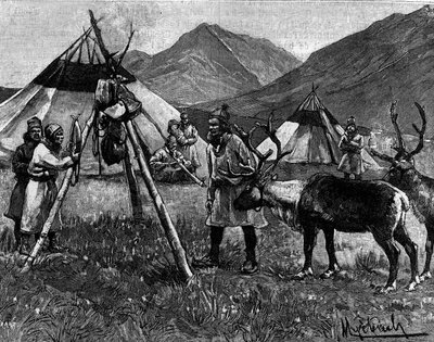 Lappland: Camp de Lapons. Gravering i «The Journal of Youth»» av Unknown artist