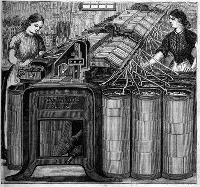 Store engelske industrier: Walter Evans bomullsspinning i England i 1863. Bomullsflotasjon. av Unknown artist