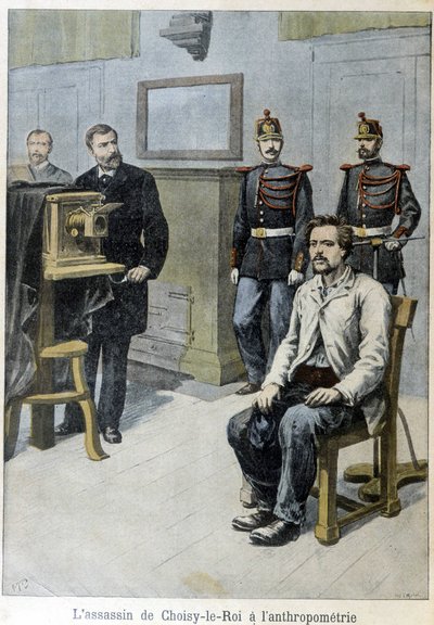 Morderen til Choisy-le-Roi til antropometri (og Mr. Alphonse Bertillon) - i "" Le Petite Journal", mai 1899 av Unknown artist