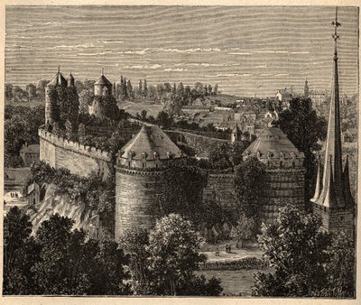 Le Chateau a Fougeres - Brittany - France - engraving in “” PATRIE” - DESCRIPTION PECTUREQUIREQUE DE LA FRANCE EN 6 VOLUES BY LUCIEN HUARD - end 19th century av Unknown artist