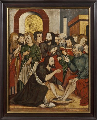 Kristus vasker Peters føtter - Kristus vasker Peters føtter - Anonym. olje på tre av Unknown artist