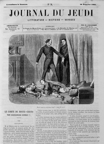 Greven av Monte Cristo (Monte Cristo) - i "" Le Journal du Thursdays"" av 20.01.1861 av Unknown artist