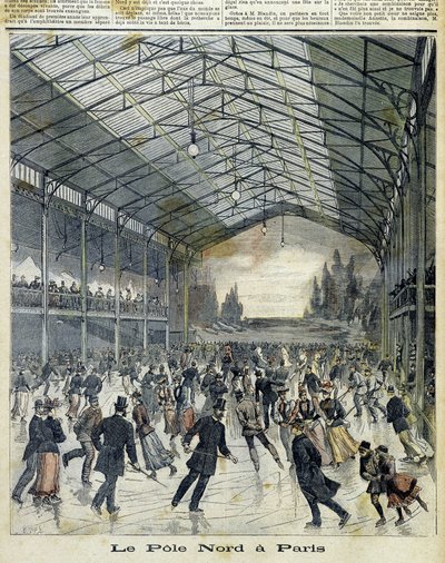 Nordpolen i Paris: Parisere på skøyter - i "" Le Petite Journal", nov. 1892 av Unknown artist