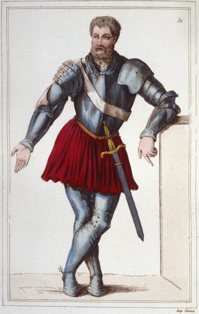 Ridderen Bayard (1475-1524) gravering 1830 av Unknown artist