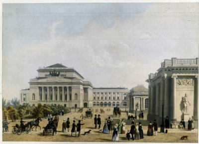 Alexandrinski-teatret (eller Alexandra) i St. Petersburg (Alexander-teatret i St. Petersburg). Anonymt verk, fargelitografi, ca. 1830. Klassisisme fra 1800-tallet. Statens museum for teater og musikkkunst, St. Petersburg. av Unknown artist