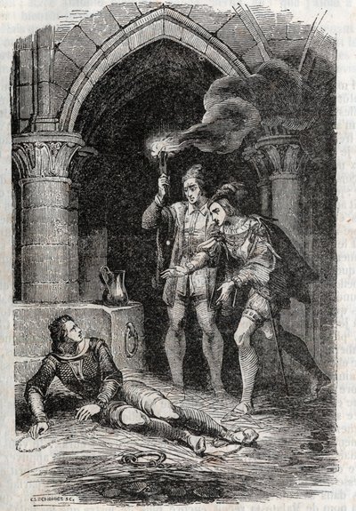 Leon (Løven) Delivre Roger (Ruggero, Ruggiero) - Gravering av 1851 fra "" Roland Furieux"" (1500-tallet) av Ludovico Ariosto, kjent som Ariosta - Utgave oversatt fra italiensk av greven av Tressan og utgitt av Gustave Harvar av Unknown artist