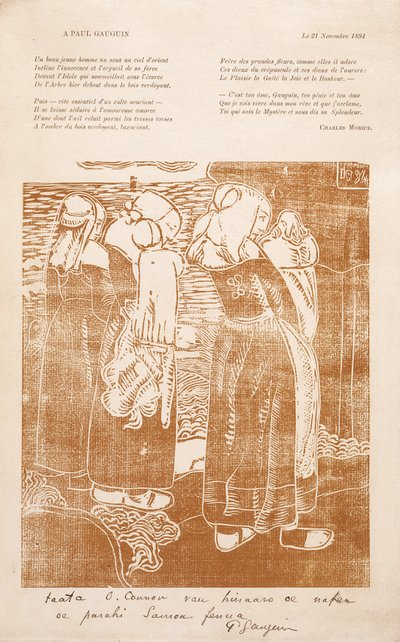 Les Bretonnes (The Breton Women) (treblokktrykk) av Unknown artist