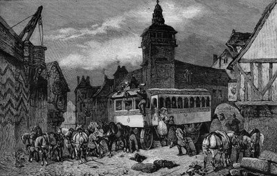 Les Omnibus de Paris på 1800-tallet: bilen har 60 seter - gravering fra 1892 av Unknown artist