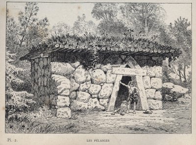 The Pelasges (Pelasgians) - gravering av 1889 i "History of human habitation at the Universal Exhibition of 1889, av Mr Charles GARNIER - Librairie centrale des beaux-arts Paris 1889 av Unknown artist