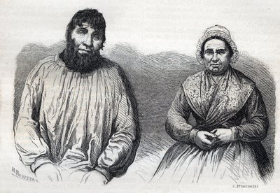 Dumollard-ektefellene (Martin Dumollard (1810-1862) og hans kone utførte Marie Anne (Marie-Anne) Martinet (1814-1875) Gravering av 1800-tallet av Unknown artist