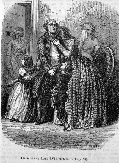 Fareeux av Louis XVI til familien hans (til Marie Antoinette og Louis XVII). av Unknown artist