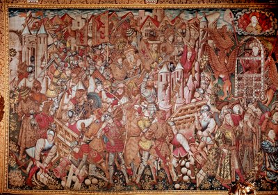 Livet og bedriftene til Alexander den store (356-323 f.Kr.), konge av makedonsk. 1400-talls billedvev. Roma, Galleria Doria Pamphili av Unknown artist