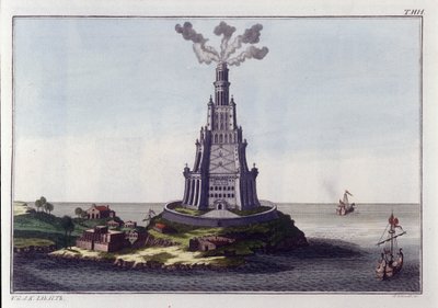 Fyret i Alexandria. Gravering fra begynnelsen av 1800-tallet. av Unknown artist