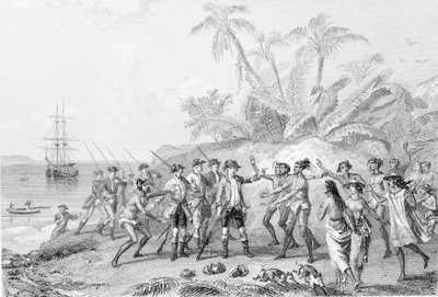 Louis Antoine, greve av Bougainville (1729-1811) ankommer Tahiti av Unknown artist