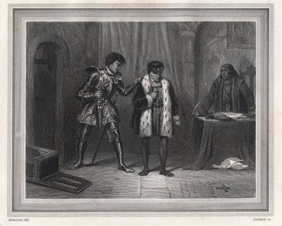 Ludvig XI fange av Charles the Temerary hertug av Burgund - Konge av Frankrike Ludvig XI (konge 1461-1483) møtte sin motstander Charles the Temerary hertug av Burgund i 1467-1477 til Peronne i oktober 1468, perioden av Ligue du Bien Public - fransk kong Lo av Unknown artist