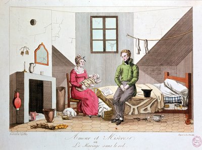 Kjærlighet og elendighet eller ekteskap uten jord, dårlig husholdning, tidlig på 1800-tallet av Unknown artist