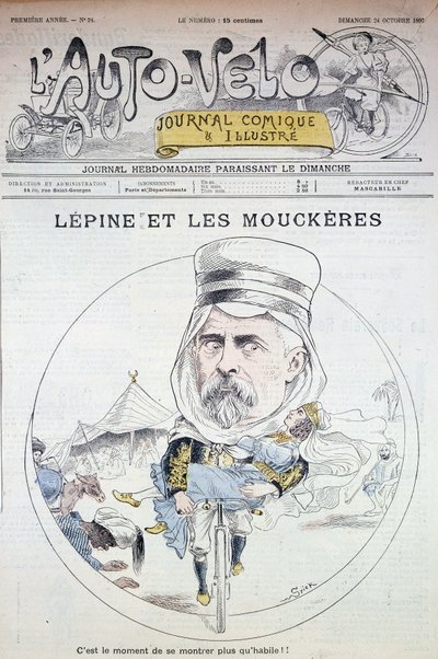 Lépine og Mouckères - i ""Auto-Vélo""" av 12.12.1897, Bibl.de la ville de Paris. av Unknown artist