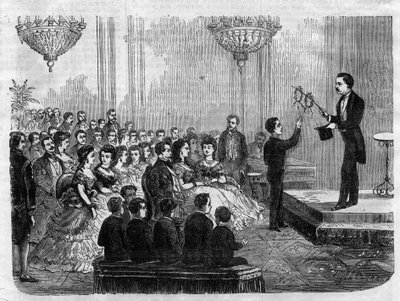 Magisk show gitt av Monsieur Faure Nicolay i nærvær av keiser Napoleon III (1808-1873) og hans sønn Prince Imperial (1856-1879) i 1870 av Unknown artist