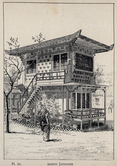 Maison Japonais (Japanese house) - engraving of 1889 in “Histoire de habitation humaine à l