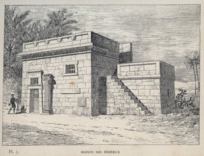 Maison des Hébreux - (hebraisk hjem) gravering av 1889 i "History of human habitation at the Universal Exhibition of 1889, by Mr Charles GARNIER - Librairie centrale des beaux-arts Paris 1889 av Unknown artist