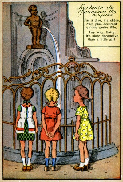 Manneken Pis i Brussel, ca. 1950 (trykk) av Unknown Artist