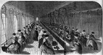 Produksjon av sementee-penn: arbeidere i et trykkeriverksted i en fabrikk i Birmingham i "" Le Journal Illustrous"" av Unknown artist