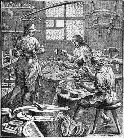 Manufacture of sewing in the 18th century. av Unknown artist