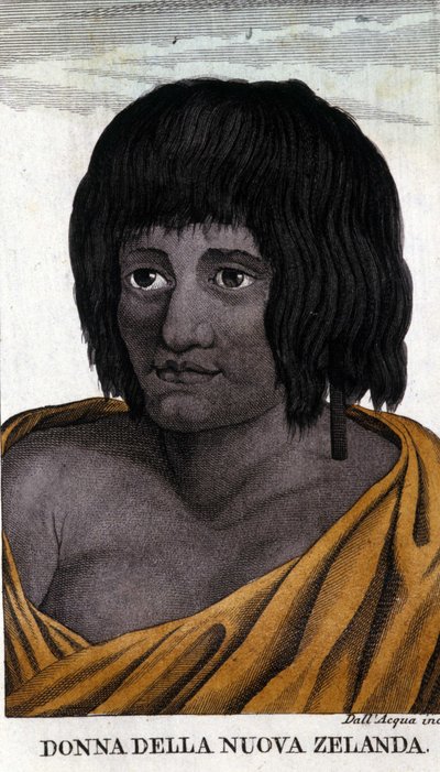 Maori-kvinne fra New Zealand. Gravering fra begynnelsen av 1800-tallet. av Unknown artist