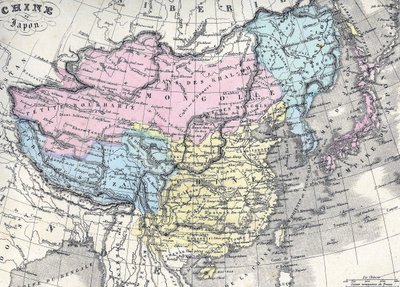 Kart over Kina og Japan. På midten av 1800-tallet. av Unknown artist