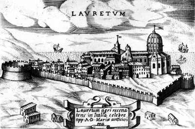 Kart over byen Loreto (Laurentum), gravering fra 1500-tallet. av Unknown artist