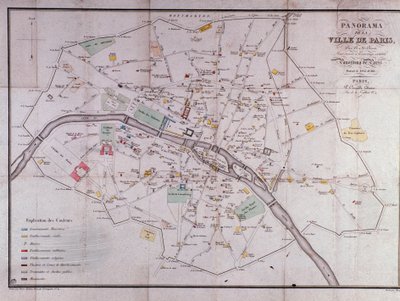 Kart over byen Paris i 1840. av Unknown artist