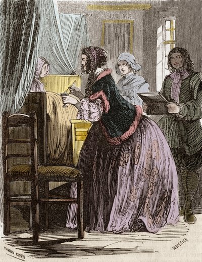 Marquise de Brinvilliers poisoning the patients of the Hotel Dieu in Paris. av Unknown artist