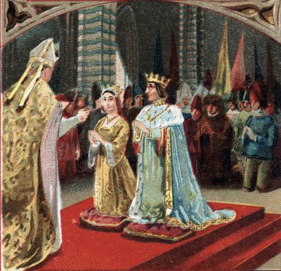 Ekteskap med Charles VIII, konge av Frankrike, og Anne av Bretagne på Chateau de Langeais 6. desember av Unknown artist