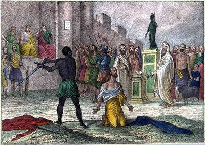 Martyrdom of Saint Cyprian (Cipriano) (Cyprianus) in 258, first bishop of Carthage sentenced to death. in” L