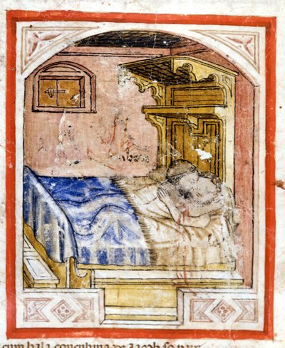 Parringsscene. Miniatyrer fra codex 212 (eller Padovano Codice eller Bible of Padua) 1390-1400 Rovigo, Accademia dei Concordi av Unknown artist