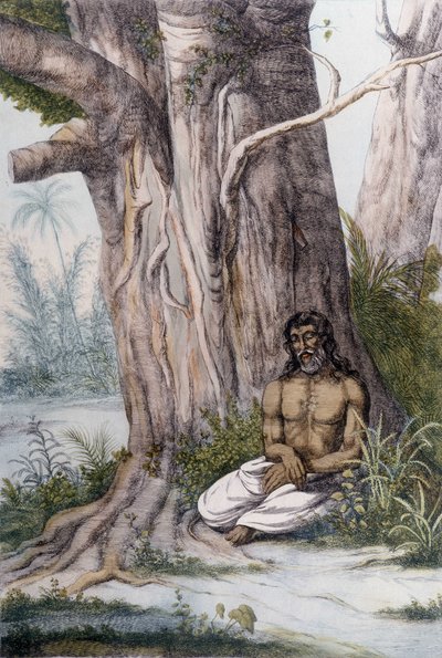 Meditasjon ved foten av et tre, India. av Unknown artist