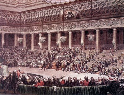 Møte i den konstituerende forsamlingen natt til 4. august 1789 for avskaffelse av privilegier av Unknown artist