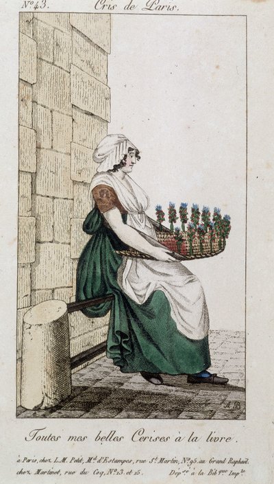 Forhandler av kirsebær - i "" Cris de Paris"", deb. 1800-tallet av Unknown artist