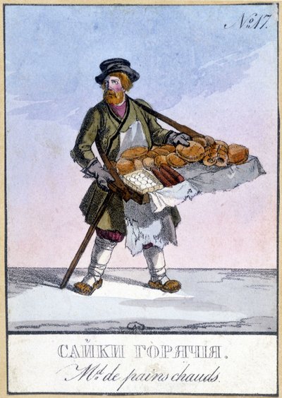 Forhandler av varmt brød i Russland på 1800-tallet. av Unknown artist