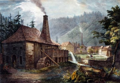 Metallurgi: Utsikt over Framonts smier. Litografi rundt 1850. Nancy, historisk museum Lorraine av Unknown artist