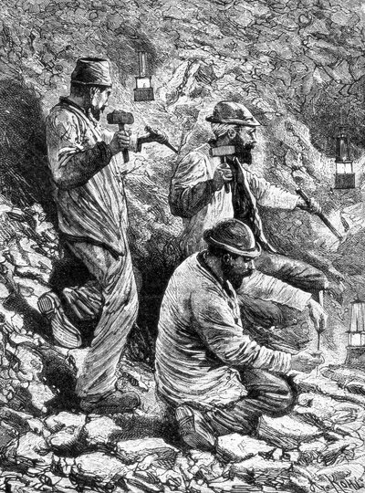 Gruvearbeidere i kullgruve av Unknown artist