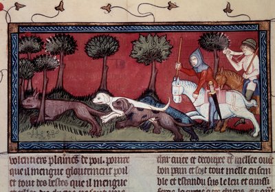 Miniatyrrevejakt fra manuskript fr. 1297 "" bok av King Modus og Queen Ratio" av Henri de Ferrieres (1300-tallet) av Unknown artist