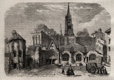 Monolittisk kirke i Saint-Emilion - Kirkemonolit av Saint Emilion i Gironde - gravering i "Dictionnaire populaire illustrious" - 1864 - av Joseph Decembre og Edmond Allonier - av Unknown artist