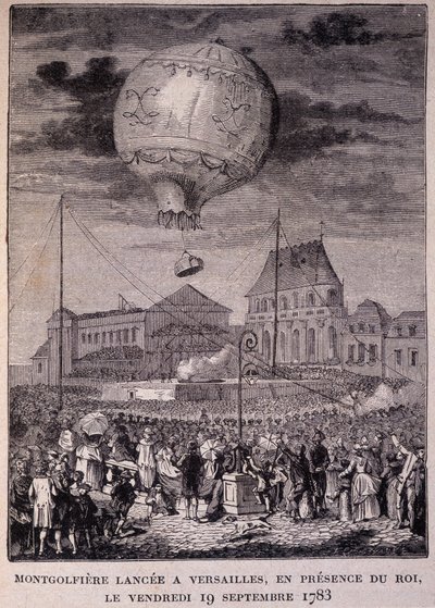 Montgolfiere launched in Versailles, in the presence of the King (Louis XVI), Friday 19/09/1783 - in “” Les Contemporains””, n.d. end 19th century. av Unknown artist