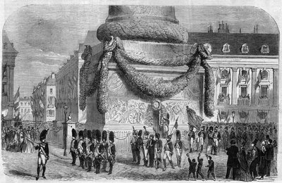 Formiddagen for nasjonalfesten 15. august 1864 ved foten av søylen på Place Vendome i Paris. Gravering i "The Illustrious Universe" av Unknown artist