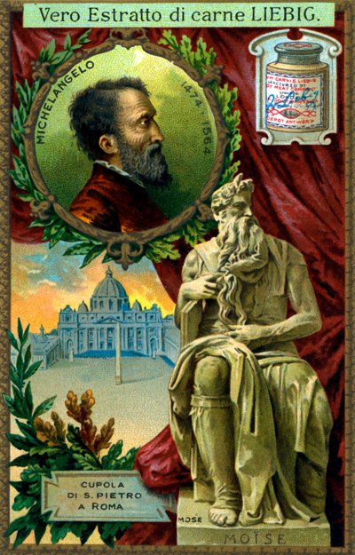 Moses - statue av Michelangelo, tidlig på 1900-tallet (chromo) av Unknown artist