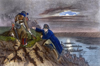Napoleon Bonaparte krysset Donau i mai 1809. av Unknown artist