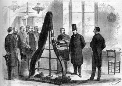 Napoleon III besøkte kontorene til den elektriske telegrafen ved innenriksdepartementet i 1866. av Unknown artist