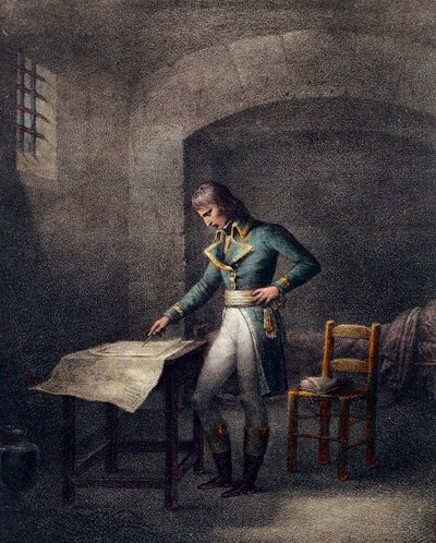 Napoleon I Bonaparte (1769-1821) ved fortplassen i Antibes 10. august av Unknown artist