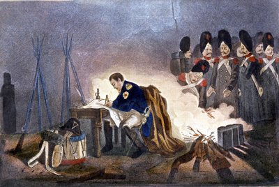 Napoleon I i slaget ved Bautzen (Tyskland). 20.-21. mai 1813. gravering 1800-tallets Milano av Unknown artist